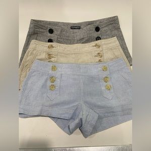 Express doble button shorts used excellent condition size 6 (3 shorts)